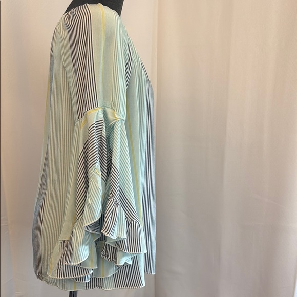 Boho Style Striped Off-Shoulder Ruffle Sleeve Top - Picture 5 of 10